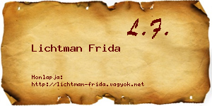Lichtman Frida névjegykártya